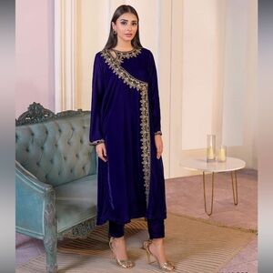 Limelight 2pc Blue Dress with Gold Detailing